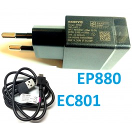 Original Sony EP880 USB Quick Charger EU Plug + EC801 Charge Data Cable Xperia T TX